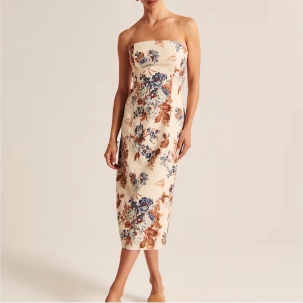 Abercrombie linen blend midi floral dress size Large